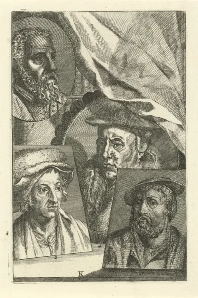 Portretten van Jan van Amstel, Joachim Patinir, Lambert Lombard en Jan van Scorel