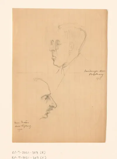 Portretten van Johan Huizinga en Marinus van Notten