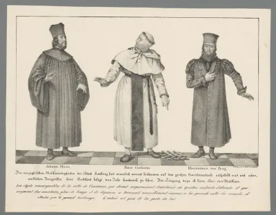 Portretten van Johannes Huss, Pater Coelestin en Hiëronymus van Praag
