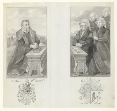 Portretten van Lieven Jacobsz de Huybert, zijn echtgenote Catharina Imansdr. van Zuidland en hun drie dochters