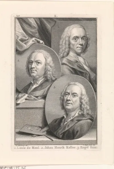 Portretten van Louis de Moni, Johann Heinrich Keller en Engel Sam