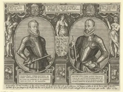 Portretten van Matthias van Oostenrijk en Willem I, prins van Oranje