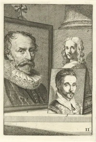 Portretten van Michiel Jansz. van Mierevelt, een niet geïdentificeerd persoon en Willem Jacobsz. Delff