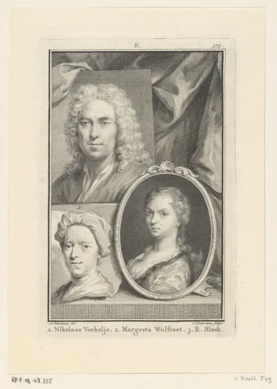 Portretten van Nicolaas Verkolje, Margareta Wulfraet en Richard van Bleeck
