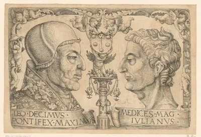 Portretten van Paus Leo X en Giuliano di Piero de' Medici