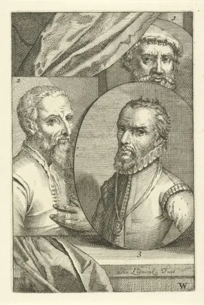 Portretten van Pieter Coecke van Aelst, Maarten van Heemskerck en Michiel Coxie