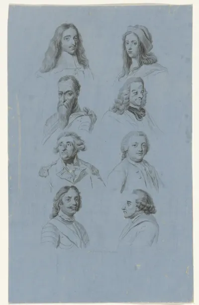 Portretten van Portretten van acht historische figuren
