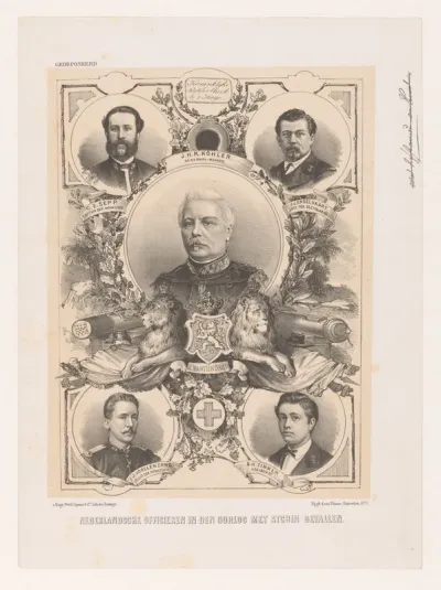 Portretten van vijf Nederlandse officieren