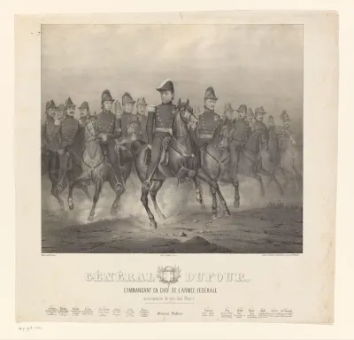 Portretten van zestien militairen te paard