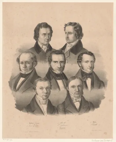 Portretten van zeven Duitse hoogleraren