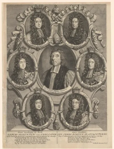 Portretten van zeven Engelse politici tijdens de regeerperiode van Willem III van Oranje