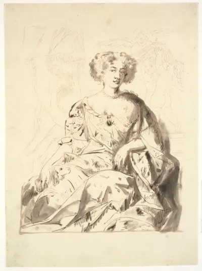 Portræt af en dame, siddende, halv figur