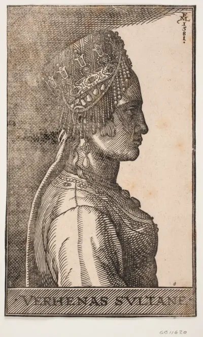 Portræt af en sultans kone, profil t.h.