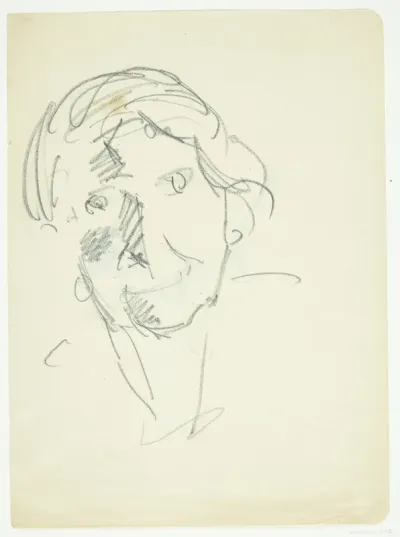 Portræt af kunstnerens hustru, malerinden Agnes Weie (1878-1964), en face