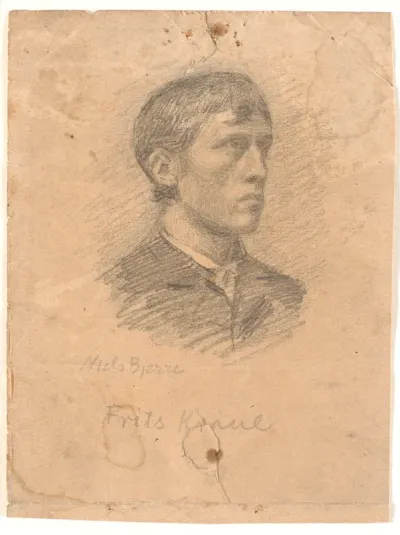 Portræt af maleren Frits Kraul (1862-1935) i 3/4 profil