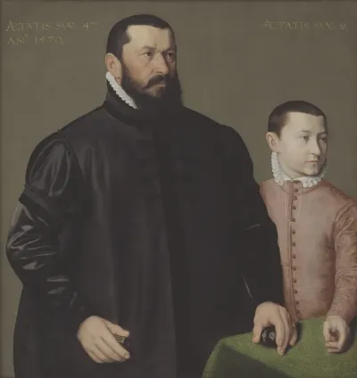 Portræt af nürnberger guldsmeden Hans Lencker (1523-1585) og hans 9-årige søn Elisius den yngre