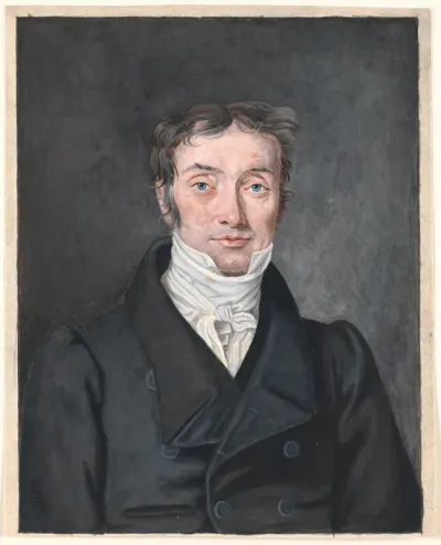 Portræt af skolelærer Hans Jensen Visby (1777-1870), fra Aagerup, Ramløse sogn.