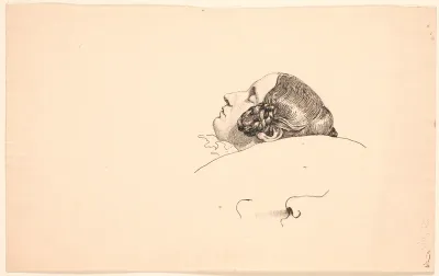 Portræthoved i profil af kunstnerens hustru Georgia Skovgaard, sovende.