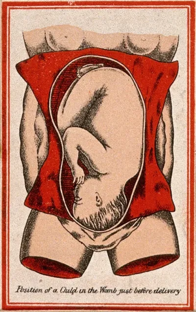 Position of a baby in the uterus, shortly before birth