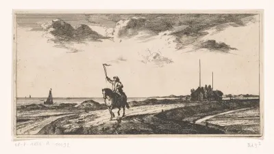 Postbode rijdt langs het strand