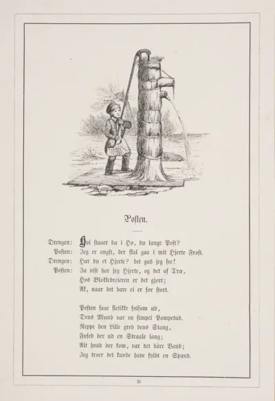 Posten. Illustration til H.V. Kaalund, "Fabler for Børn"