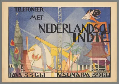 Poster Telefoneer met Nederlandsch-Indië (Telephone with the Dutch East Indies)
