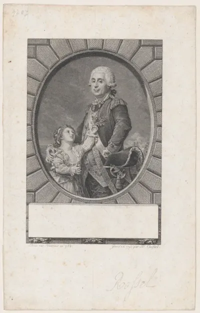 Potrait of Marquis Auguste-Louis Rossel de Cercy (1736-1804) with his daughter