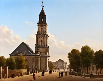 Potsdam, Garnisonkirche und Breite Brücke mit Blick auf das Stadtschloss