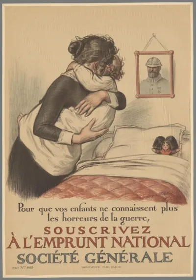 Pour que vos enfants ne connaissent plus les horreurs de la guerre, souscrivez à l' Emprunt National Societé Générale