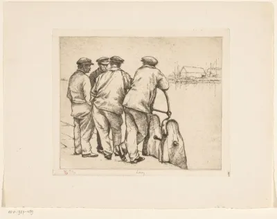 Pratende havenwerkers