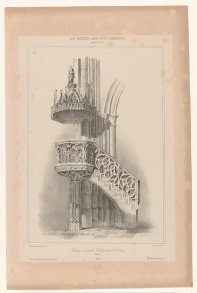 Preekstoel in de kathedraal van Fribourg in Zwitserland
