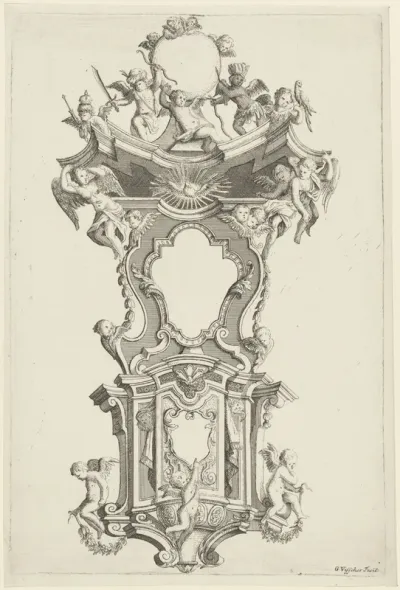 Preekstoel met duif van de Heilige Geest en putti