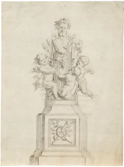 Preliminary sketch of Bacchus with putti