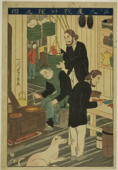Preparing Meals in a Foreign Residence (Ijin yashiki ryori no zu)