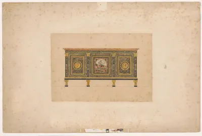 Presentatietekening van een commode door de Parijse meubelmaker Jacob-Desmalter