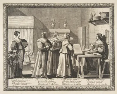 Presents Offered to the Bride (Les Présents offerts à la Mariée), plate 1 from "Le Mariage à la Campagne"