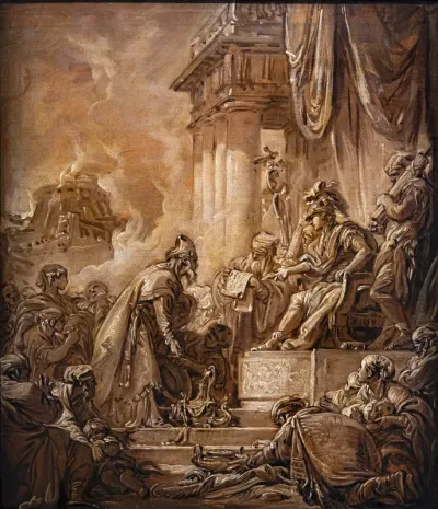 Priest Joshua ceding the treasures of the Temple of Jerusalem to Titus