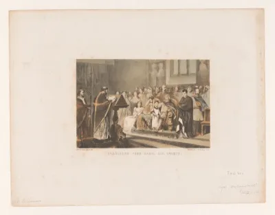 Priester leest voor aan Karel de Grote