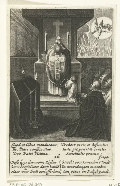 Priester leidt een begrafenis dienst en spreekt eucharistie uit