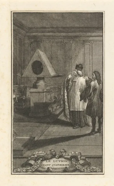 Priester ontdekt lessenaar (kleine variant)