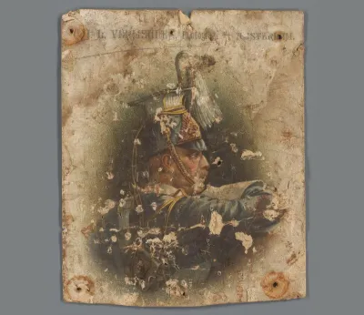 Prijslijst van fotograaf C.J.L. Vermeulen, met portret van een onbekende militair