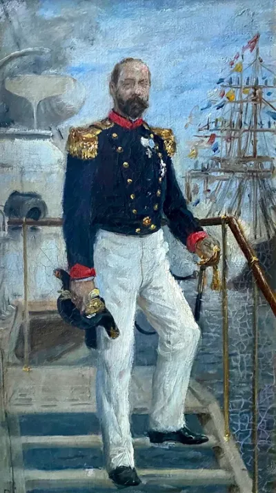 Prince Valdemar leaving the cruiser Valkyrien on its return from East Asia.