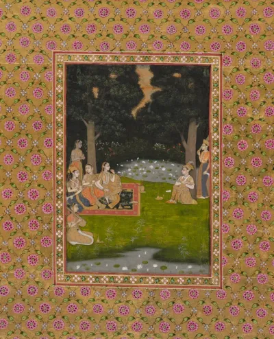 Princely ascetic in the forest visited by ladies