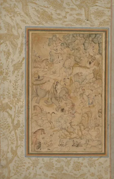 Princes hunting in a rocky landscape
