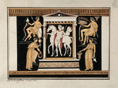 Principal scene of the Greek red-figured volute-krater also known as "the Hamilton Vase" (made in Italy ca