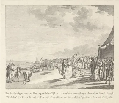 Prins en Prinses van Oranje bezichtigen de Westcappelse Dijk, 1786