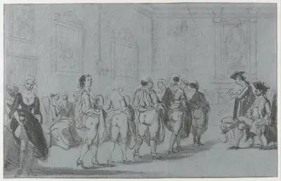 Prins Eugenius van Savoye keurt een revue van prostituées