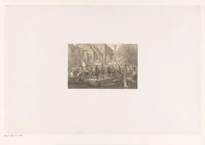 Prins Maurits wordt feestelijk ontvangen door Dr. Samuel Coster en de Opperbroeders der Akademie, op den 24n Mei 1618