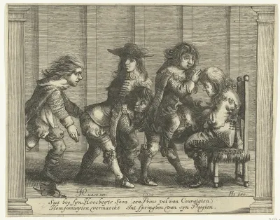 Prins Willem II en zijn pages spelen bok-bok-sta-vast, 1639