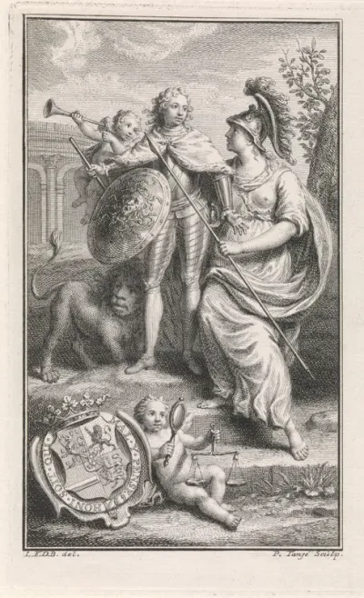 Prins Willem V van Oranje-Nassau ontvangt Minerva's schild